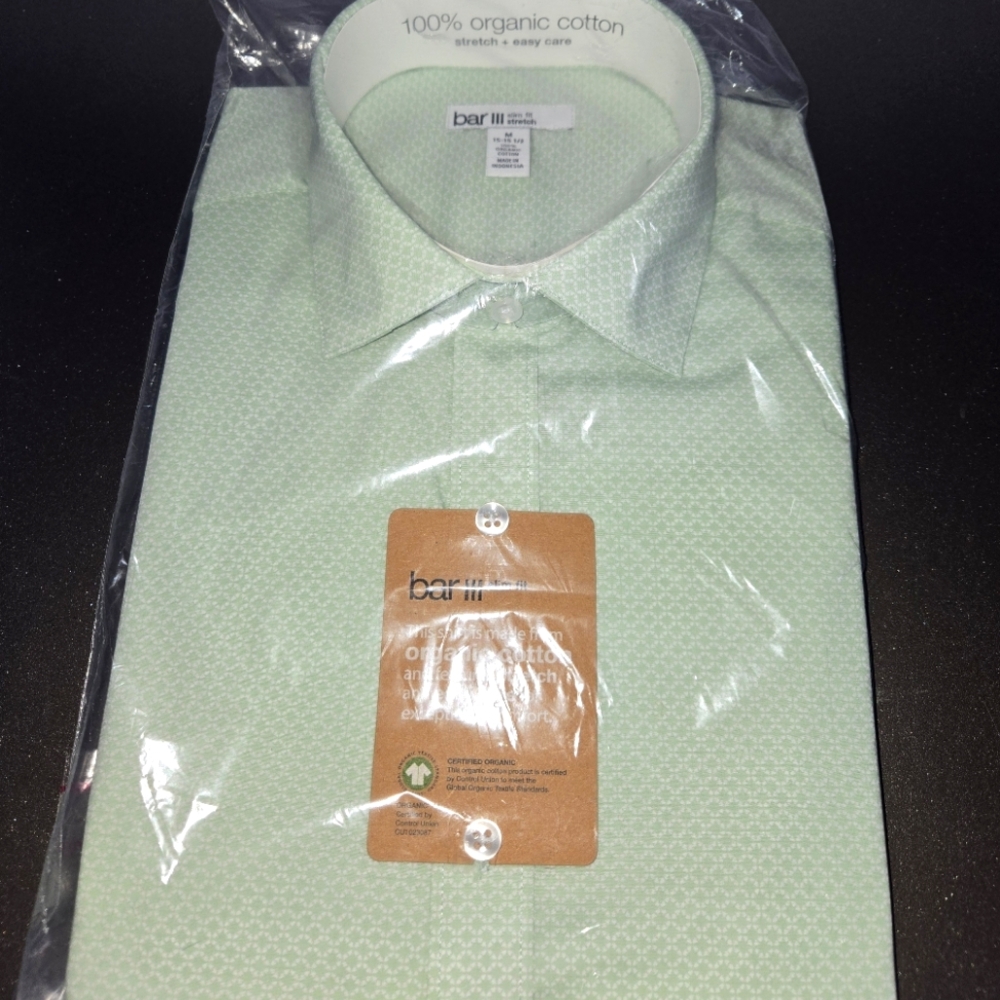 BAR III Men's Dress Shirt, 100% Organic Cotton.